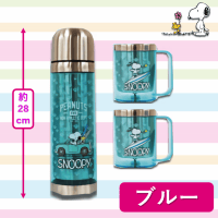 【ブルー】スヌーピーステンレスボトル＆2Pマグセット3