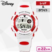 【ホワイト：レッド】ミッキー高級ウォッチ　デジタル