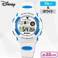 【ホワイト：ブルー】ミッキー高級ウォッチ　デジタル