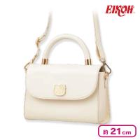 【ホワイト】ハローキティ 持ち手付きロングストラップショルダープレートバッグ