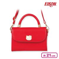 【レッド】ハローキティ 持ち手付きロングストラップショルダープレートバッグ