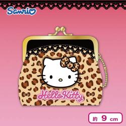【レオパード・ブラウン】ハローキティPVCがま口ポーチ