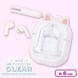 ねこ耳LEDディスプレイ付きクリアワイヤレスイヤホン