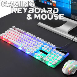 【ホワイト】ゲーミングキーボード＆マウス